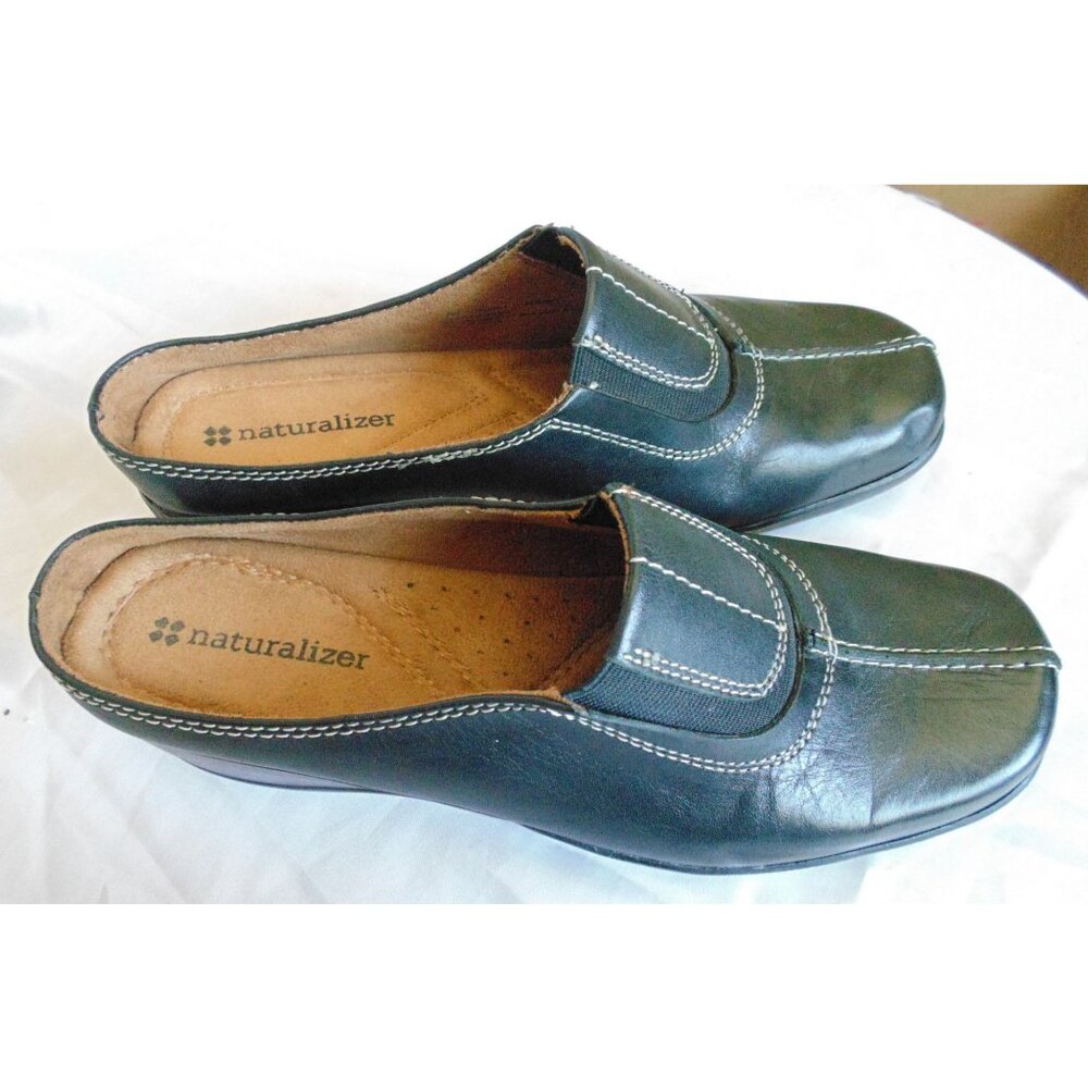 Naturalizer Allia Shoes Womens 7 M Comfort Wedge  Black Leather Slip On LowTop